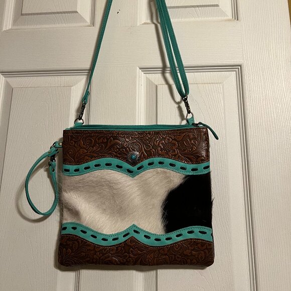 MYRA BAG HAND-TOOLED LEATHER AND HAIRON PURSE - Picture 2 of 6